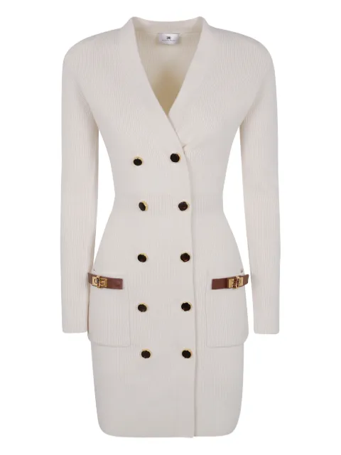 Elisabetta Franchi ribbed leather-trimmed midi dress