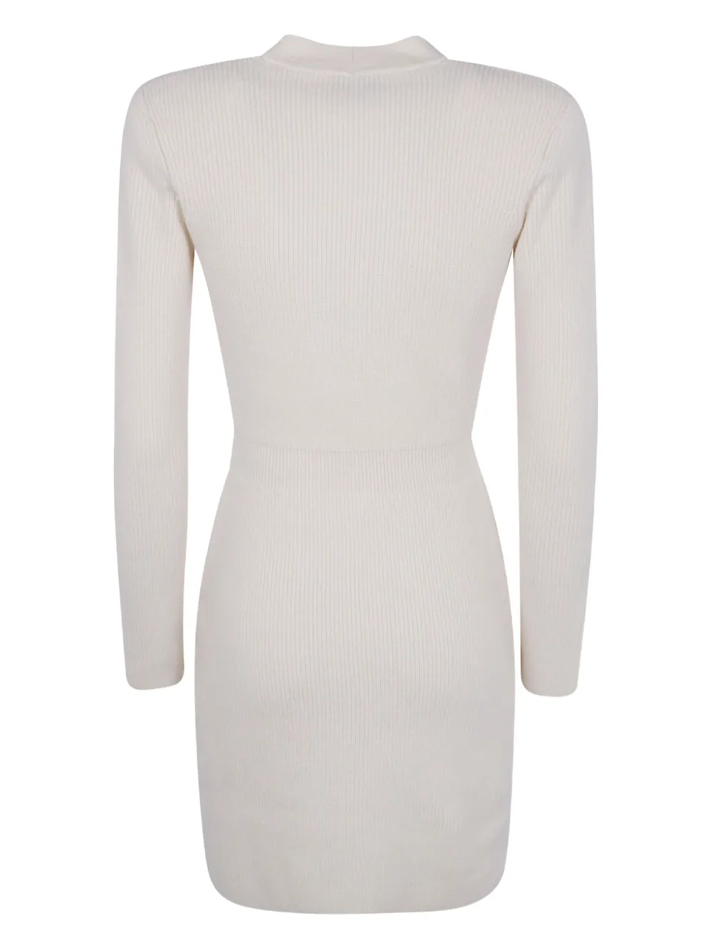 Elisabetta Franchi Geribbelde midi-jurk met leren afwerking Wit