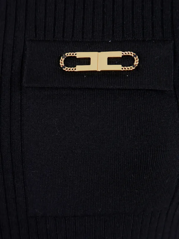 Elisabetta Franchi Ribbed chain-embellished Top | Black | FARFETCH CA