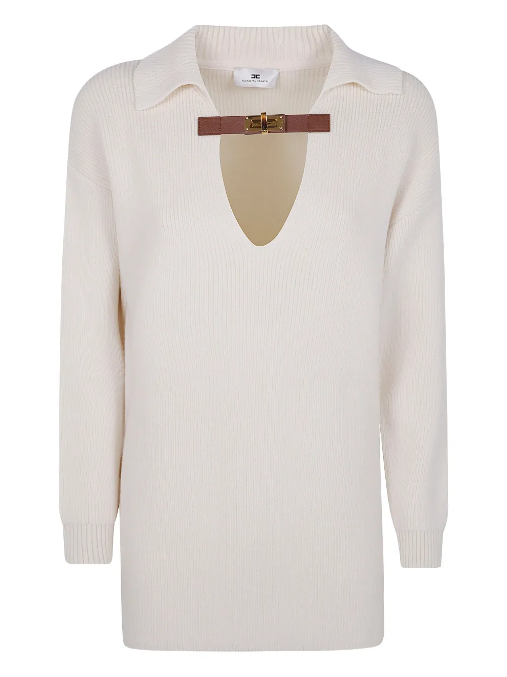 Elisabetta Franchi collar-buckle wool sweater Wit