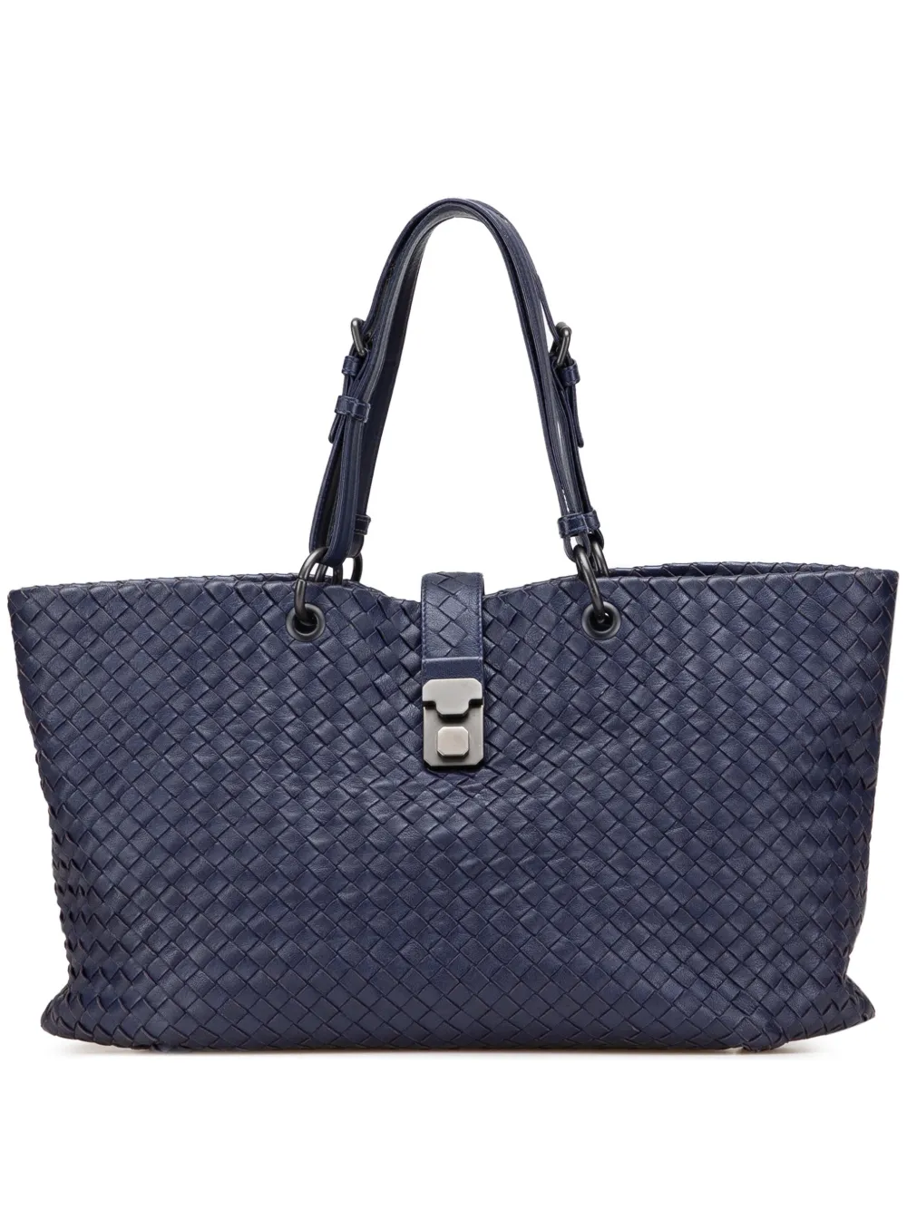 Bottega Veneta Pre-Owned 2012-2025 ミディアム ナッパ イントレチャート ローマ トートバッグ - ブルー Bottega Veneta Pre-Owned 2012-2025 ミディアム ナッパ イントレチャート ローマ トートバッグ - ブルー