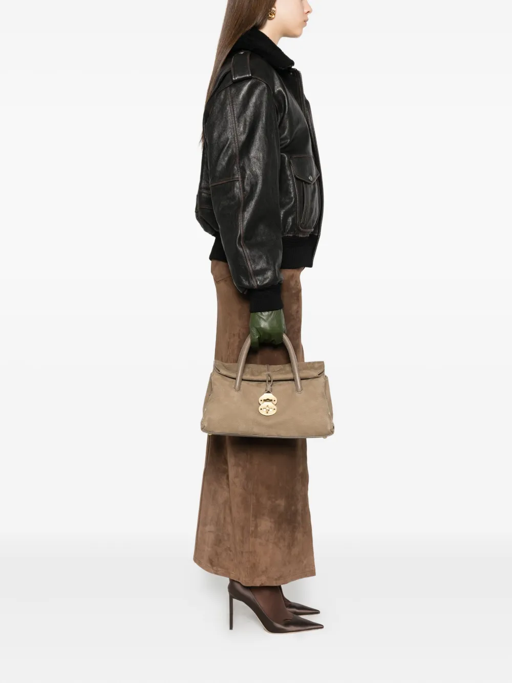 Zanellato Shopper met studs en handgreep Grijs