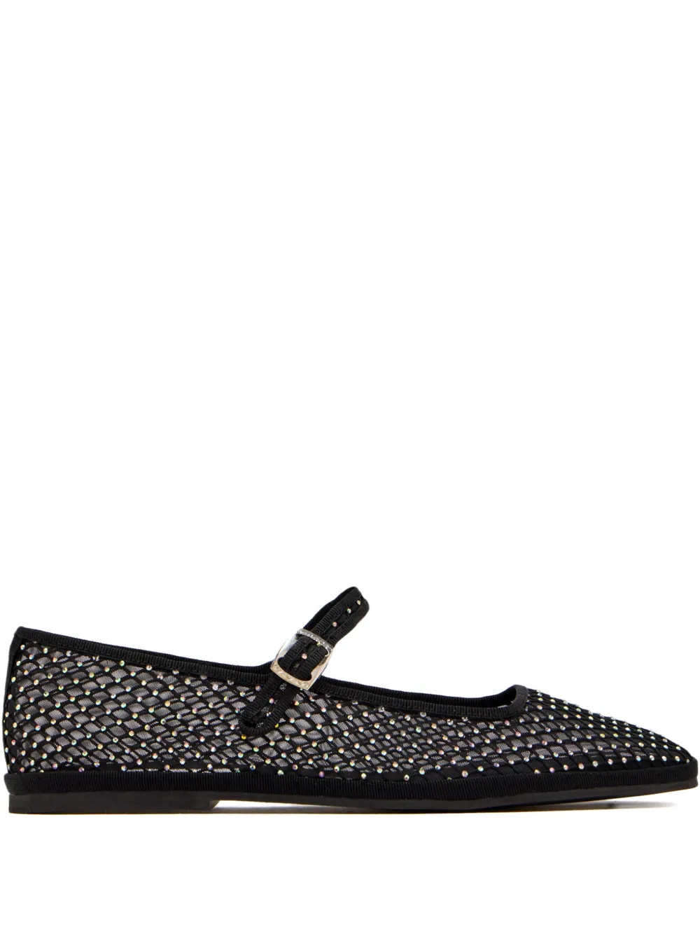 CAPULETTE crystal-embellished mesh ballet flats Black
