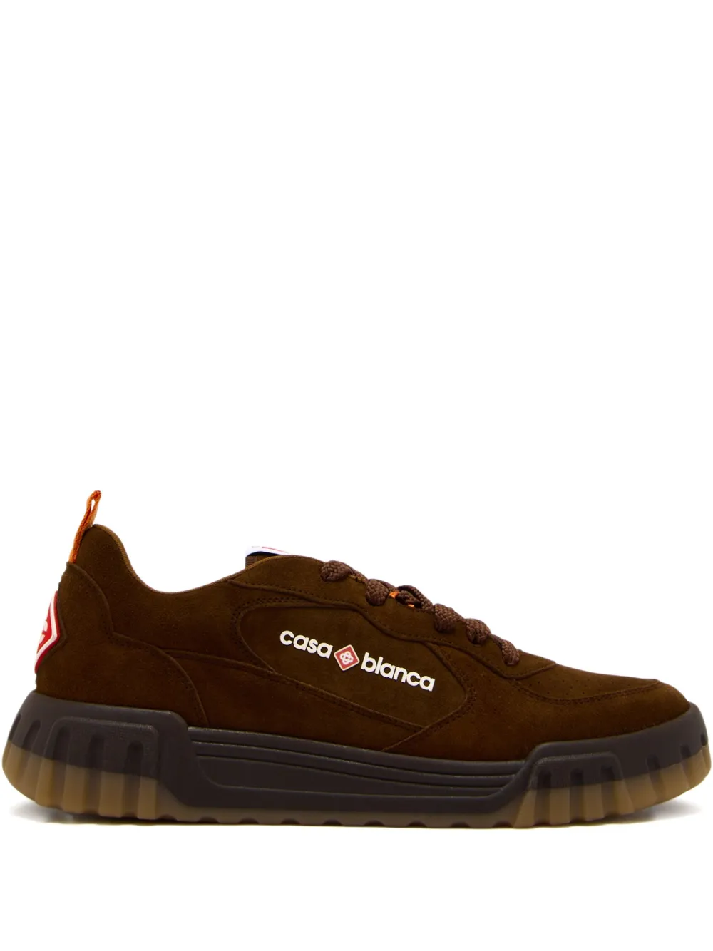 Casablanca Suede Logo Court Sneakers In Brown