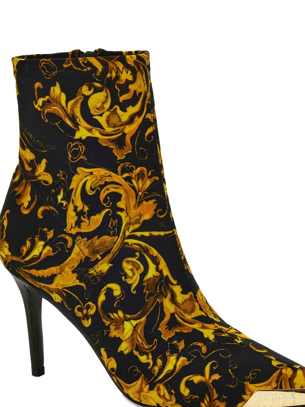Versace Jeans Couture 90mm stiletto laarzen met barokprint Zwart