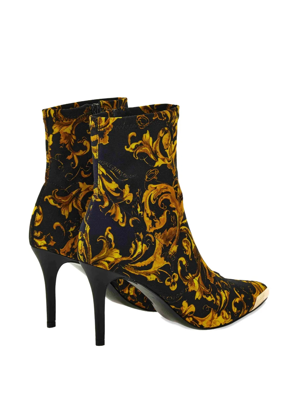 Versace Jeans Couture 90mm stiletto laarzen met barokprint Zwart