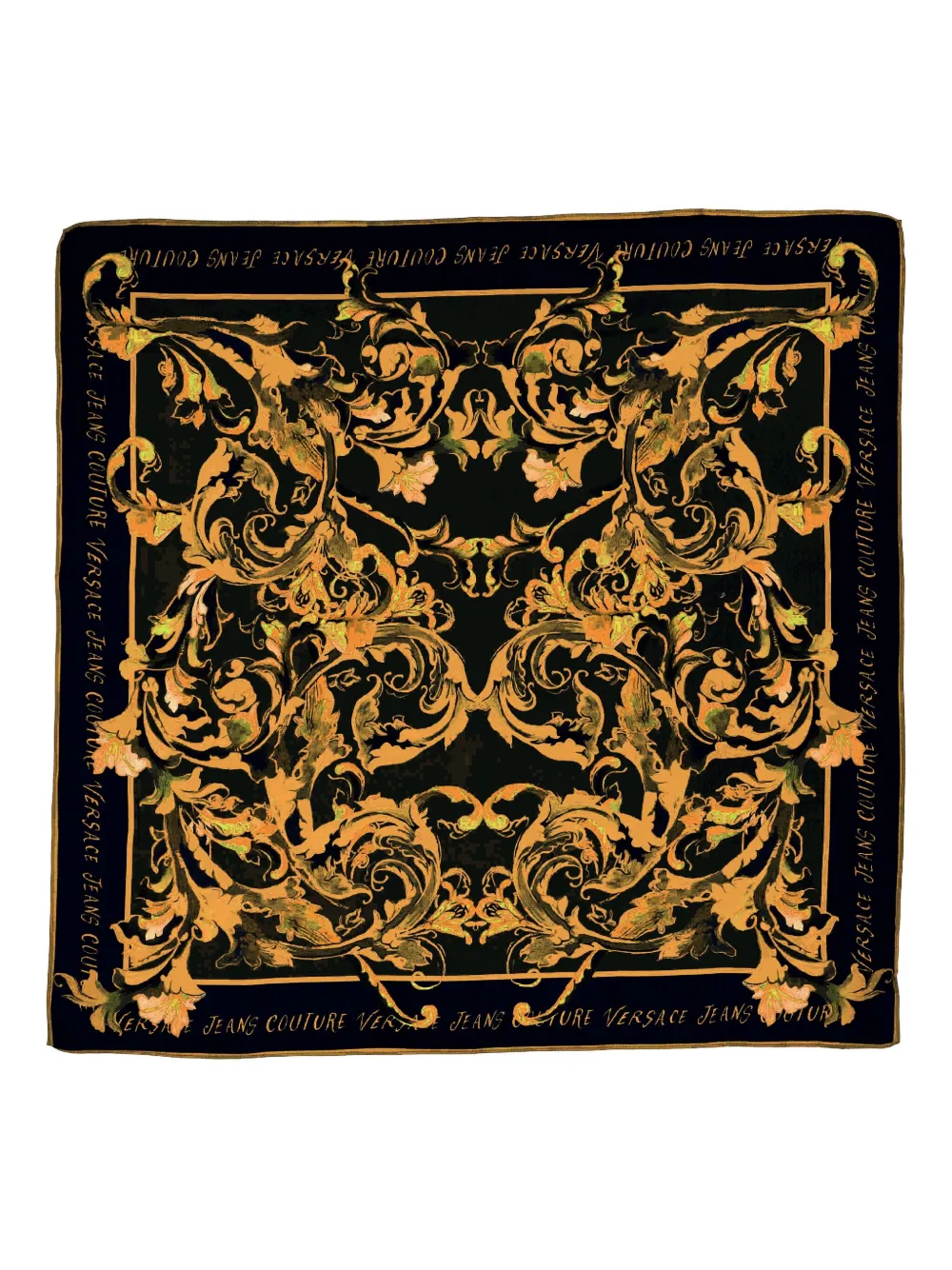 Versace Jeans Couture baroque-print silk scarf | Black | Image 1