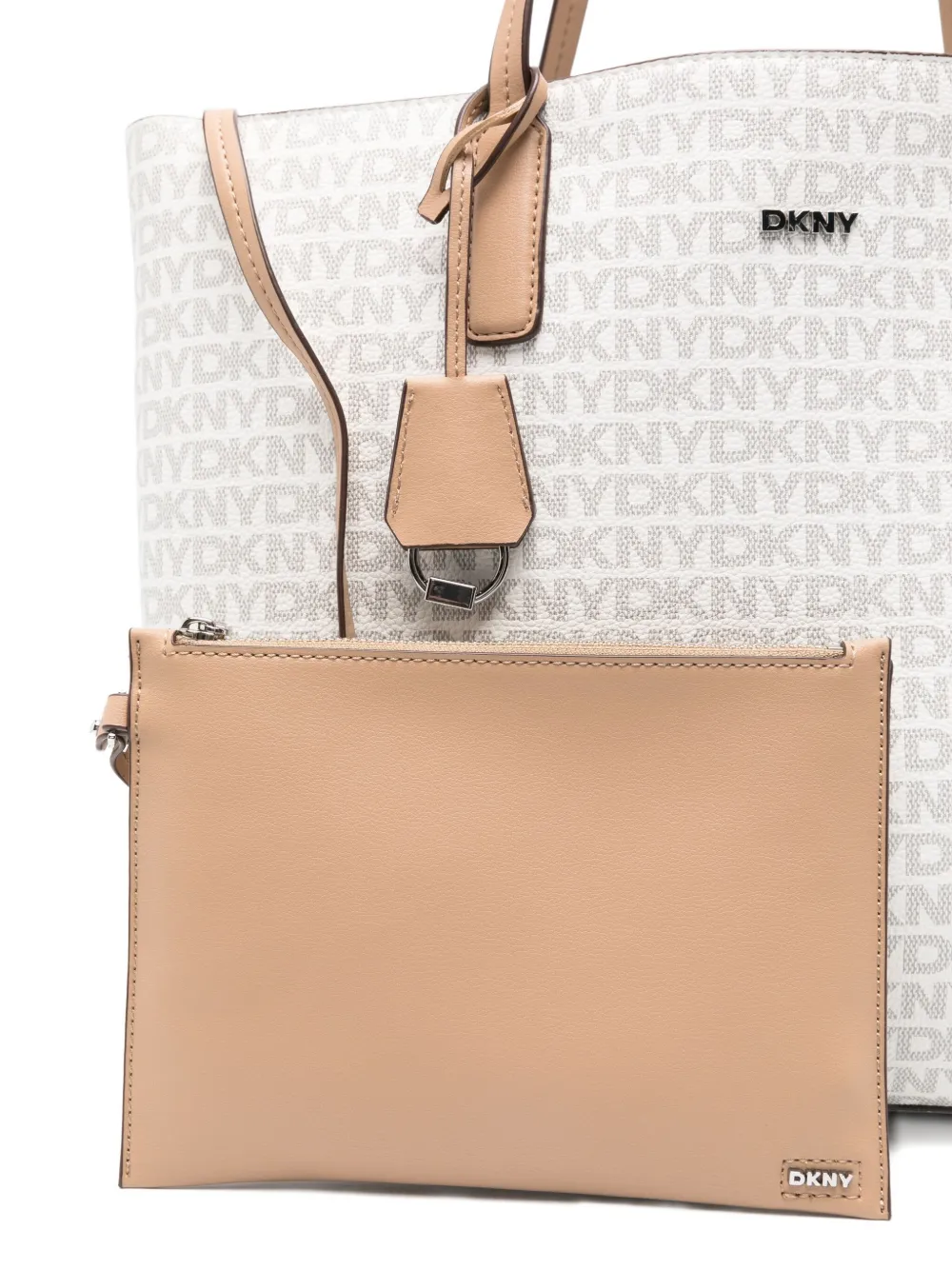 DKNY medium logo-pattern tote bag Wit