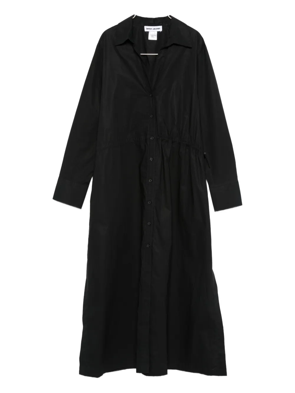 Dkny Long-sleeve Drawstring Midi Dress In Black