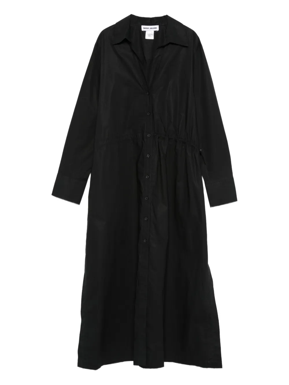 long-sleeve drawstring midi dress