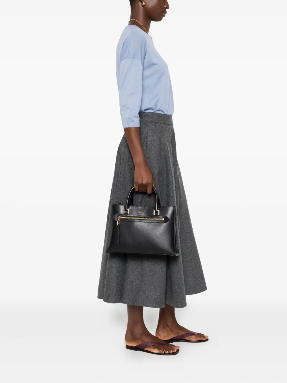 DKNY small logo-plaque tote bag - Zwart