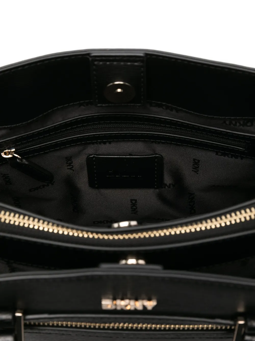 DKNY small logo-plaque tote bag Zwart