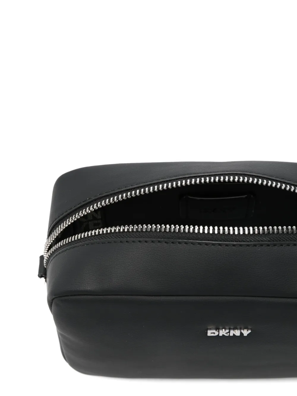 DKNY logo-plaque shoulder bag Zwart