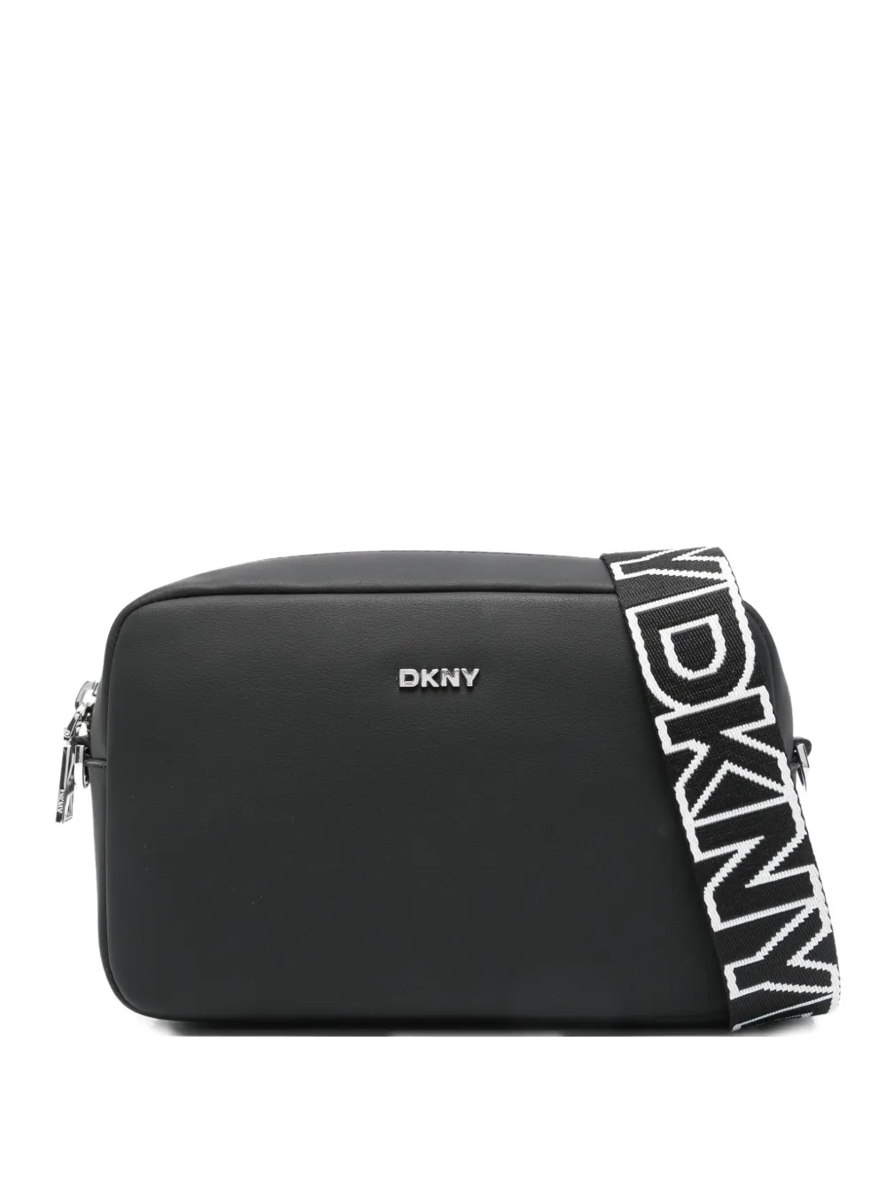 DKNY logo-plaque shoulder bag Zwart