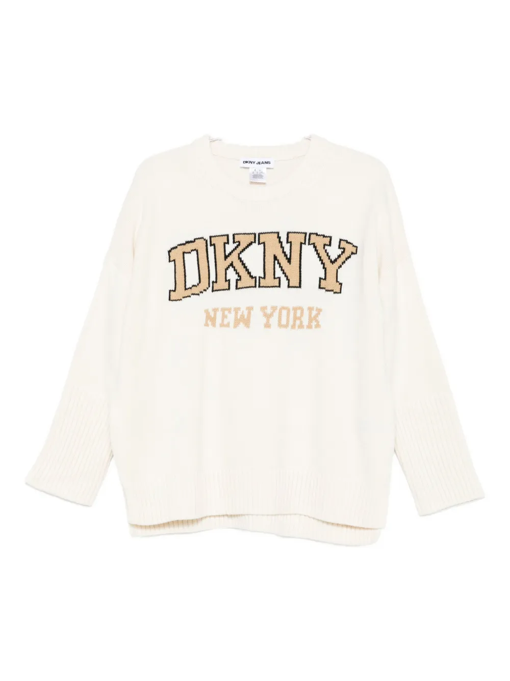 Dkny Varsity-logo Intarsia Sweater In Neutral