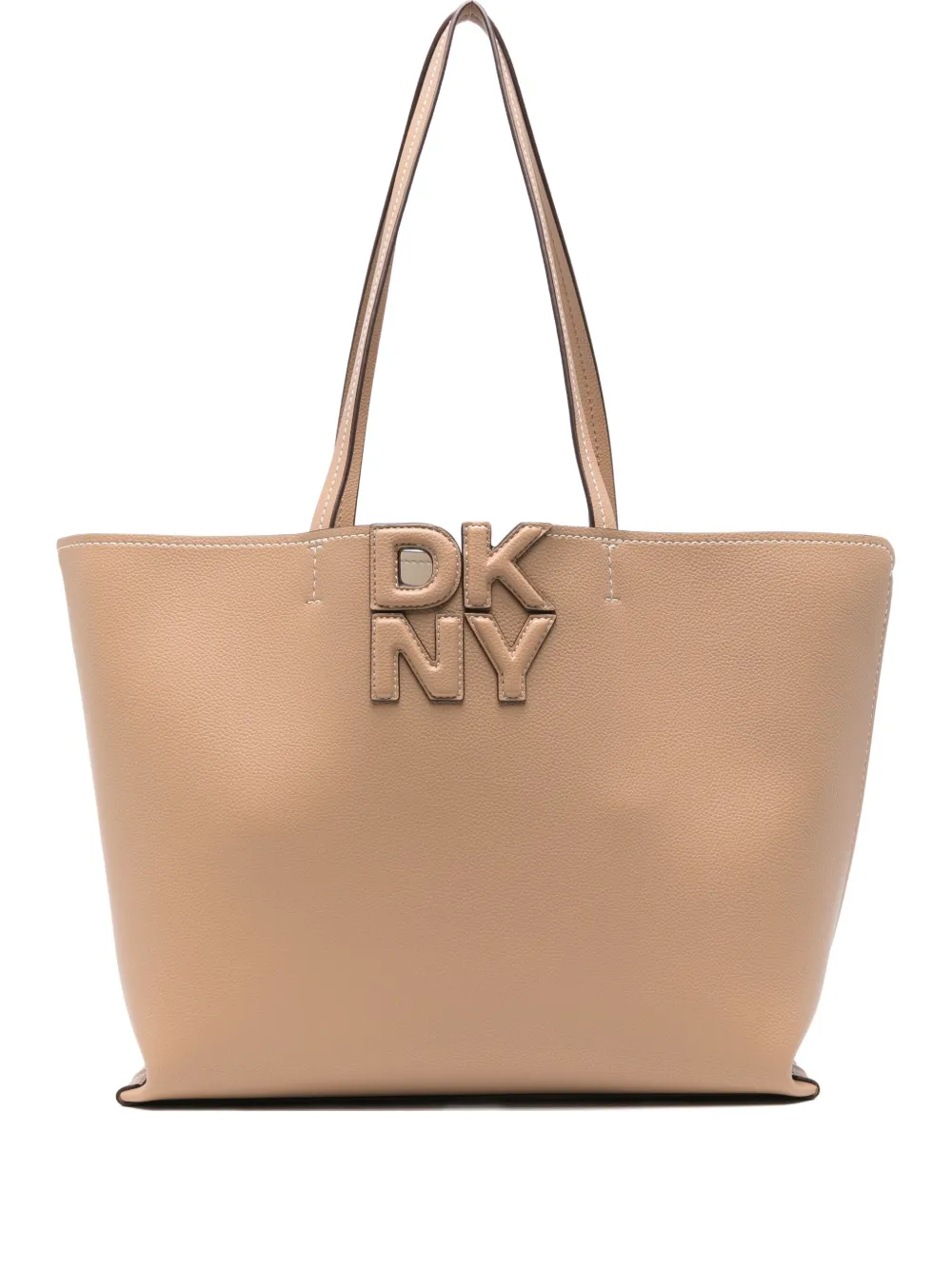 DKNY large logo-plaque tote bag Beige