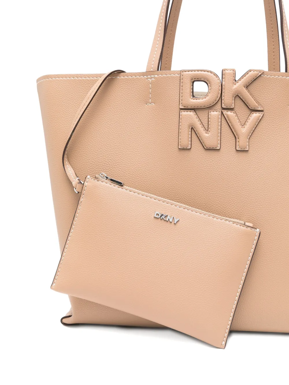 DKNY large logo-plaque tote bag Beige