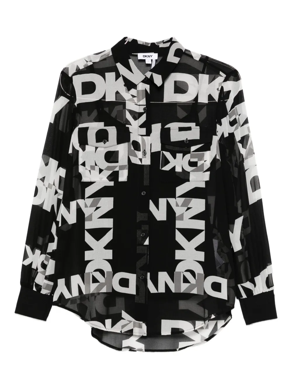 button-down logo-print shirt