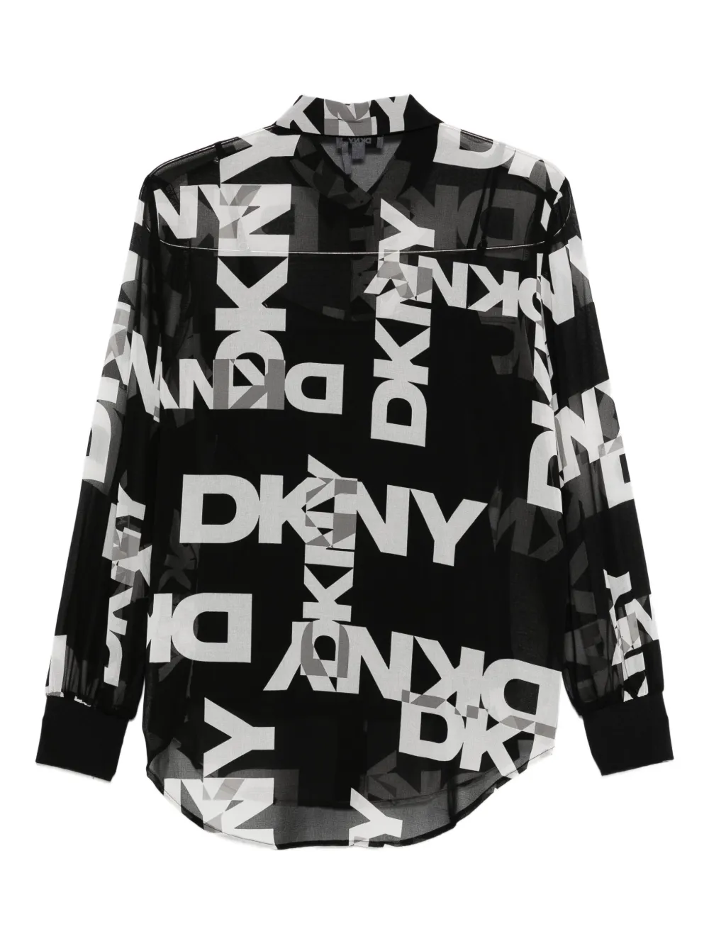DKNY button-down logo-print shirt - Zwart
