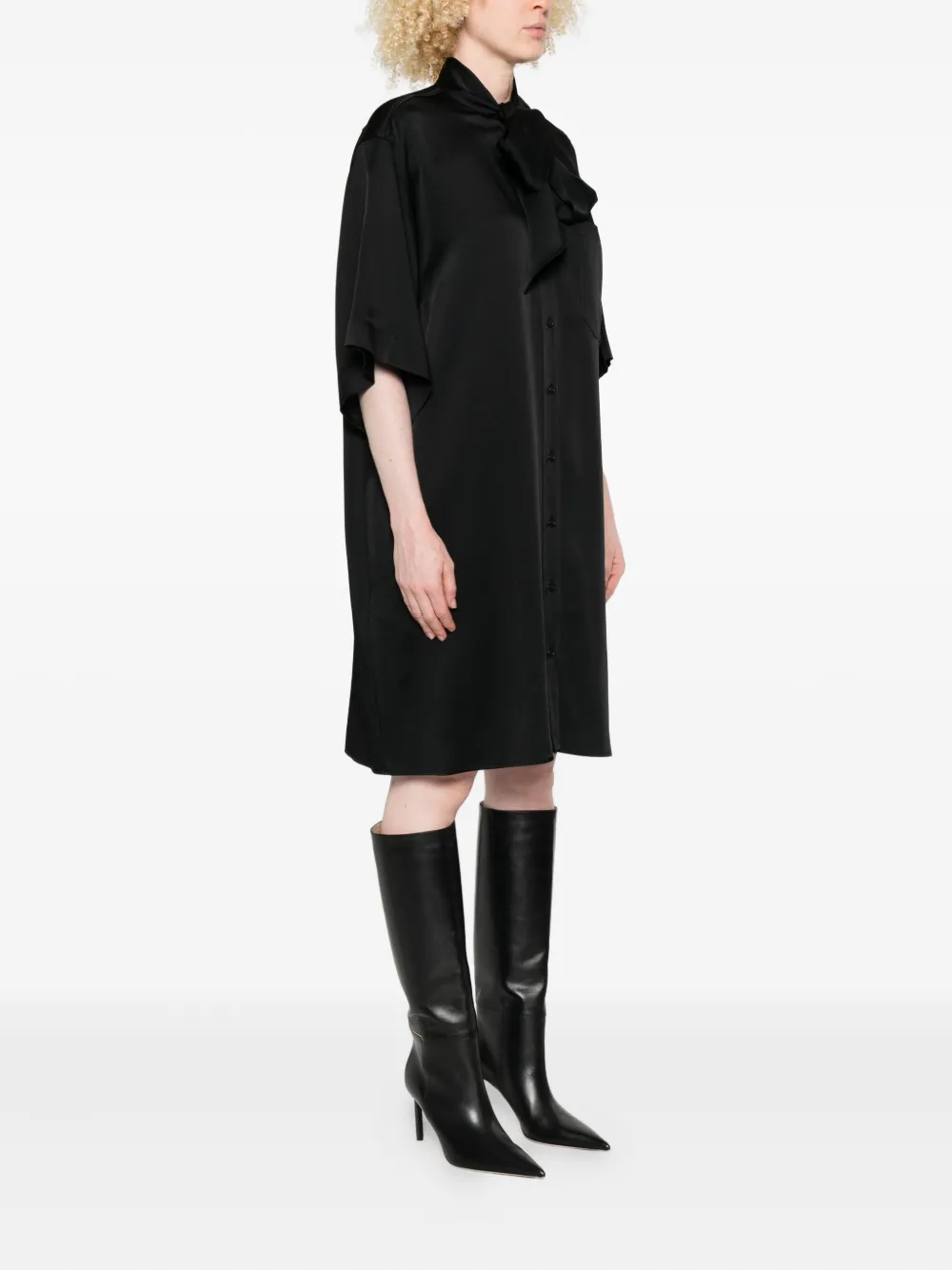 Stella McCartney tie-neck pocket mini dress Zwart