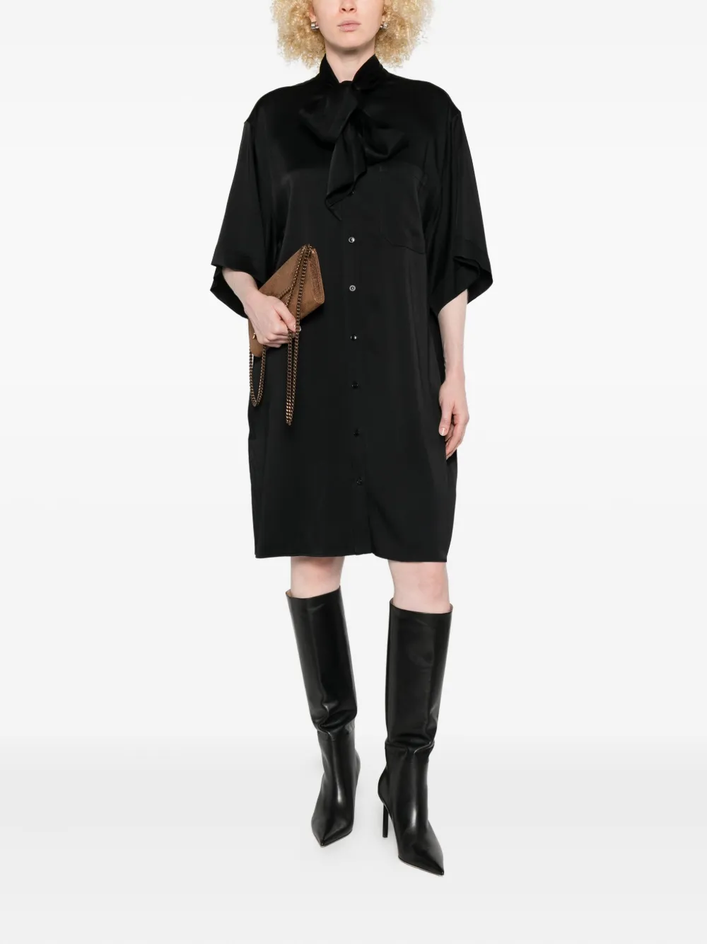 Stella McCartney tie-neck pocket mini dress Zwart