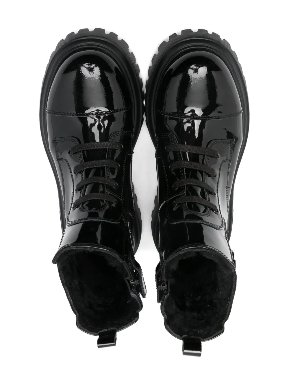 Dolce & Gabbana Kids logo-plaque patent-leather boots Black