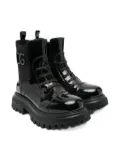 Dolce & Gabbana Kids logo-plaque patent-leather boots - Black