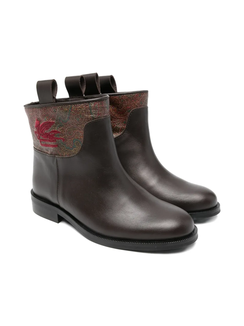 ETRO KIDS Pegaso-embroidered leather boots - ブルー ETRO KIDS Pegaso-embroidered leather boots - ブルー