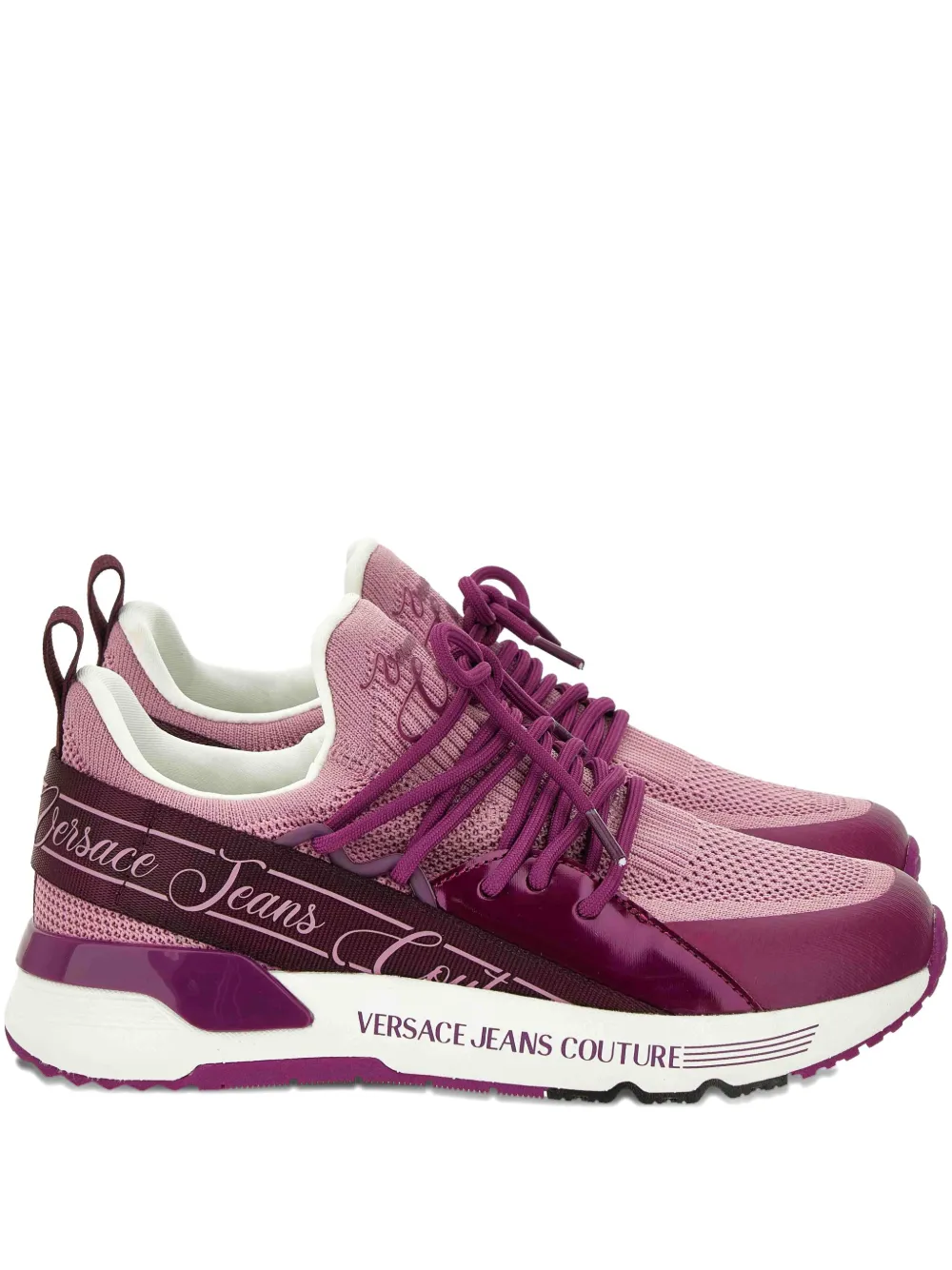 Versace Jeans Couture logo-detail knit trainers Pink