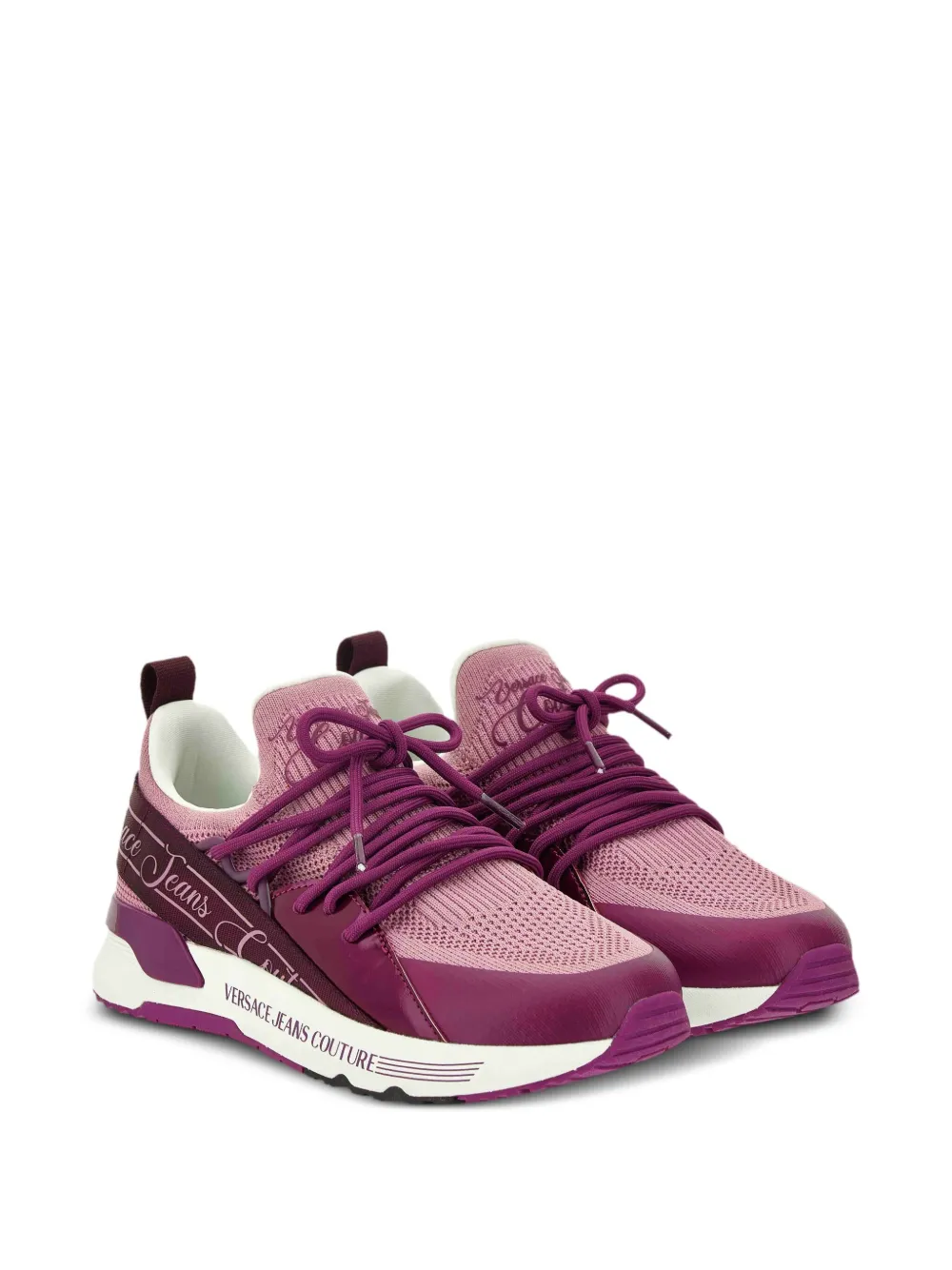 Versace Jeans Couture logo-detail knit trainers Pink