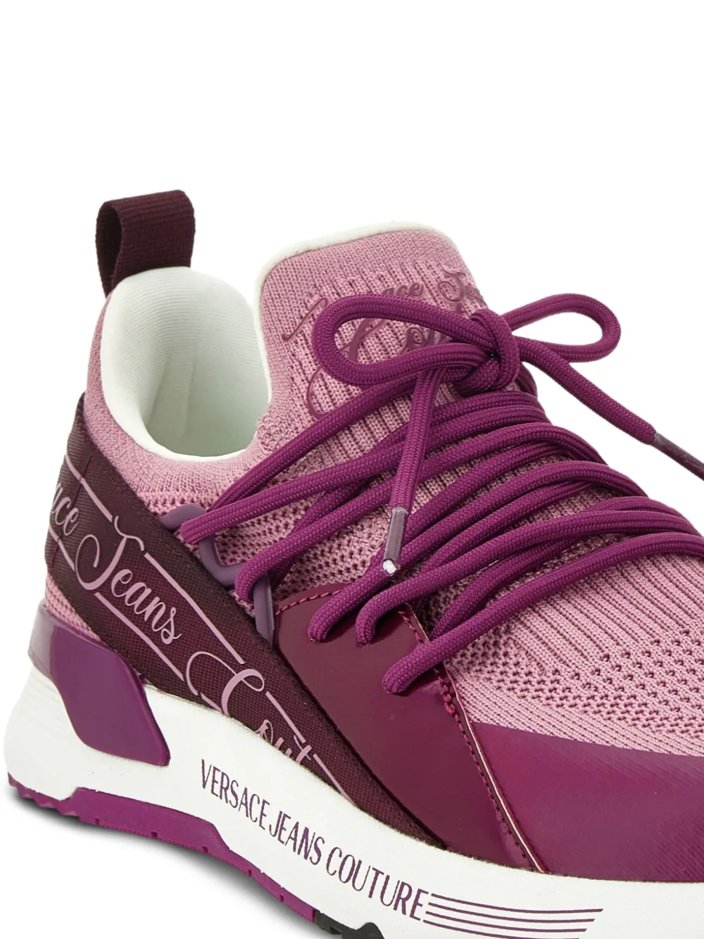Versace Jeans Couture logo-detail knit trainers Pink