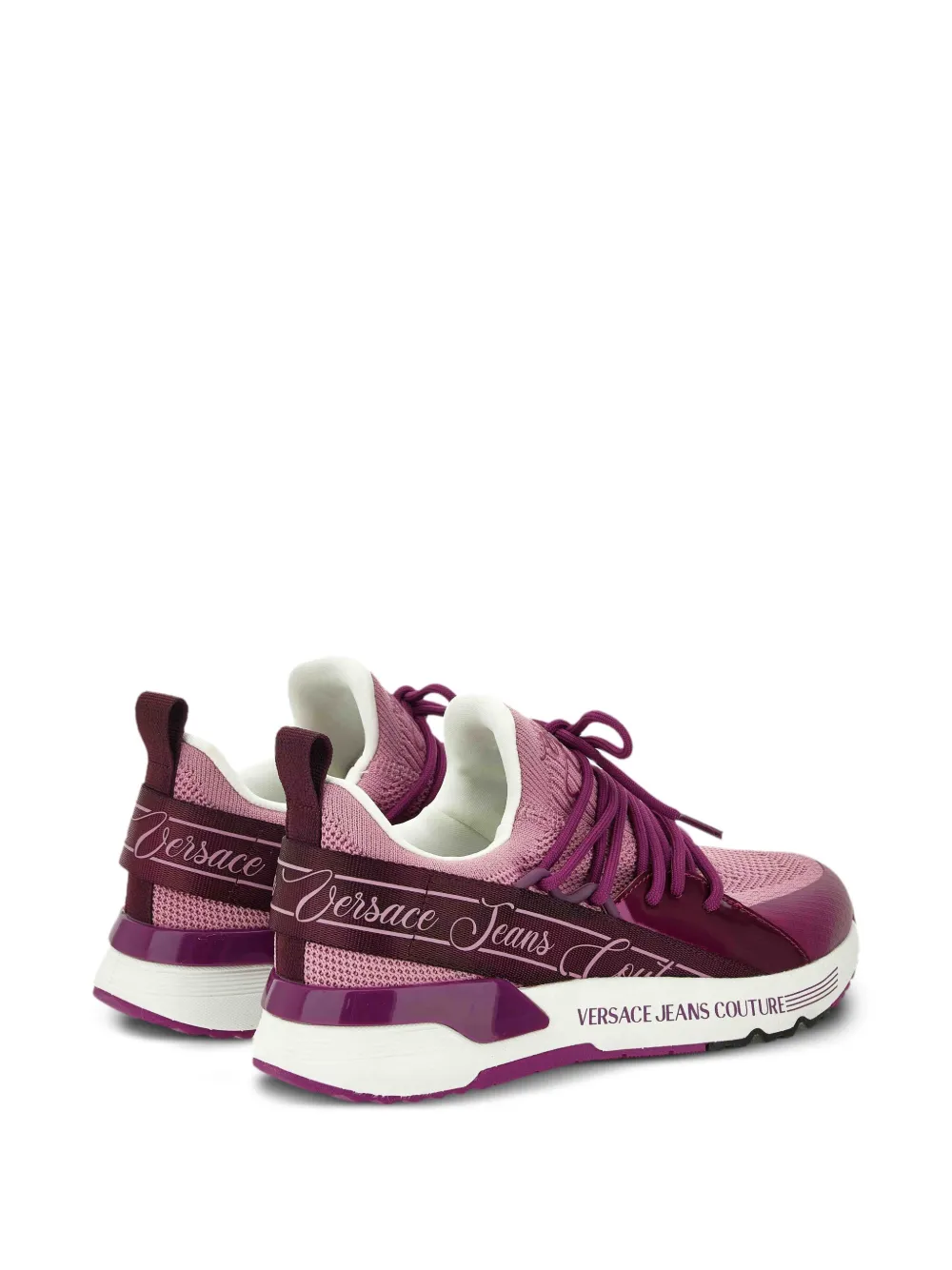 Versace Jeans Couture logo-detail knit trainers Pink