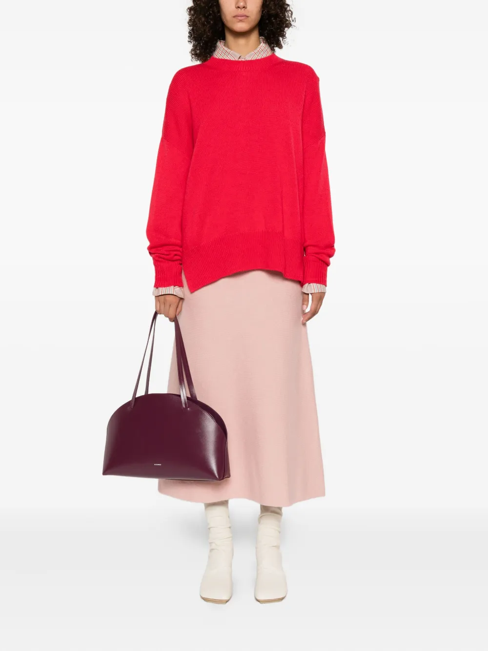 Jil Sander Kasjmier trui met ronde hals Rood