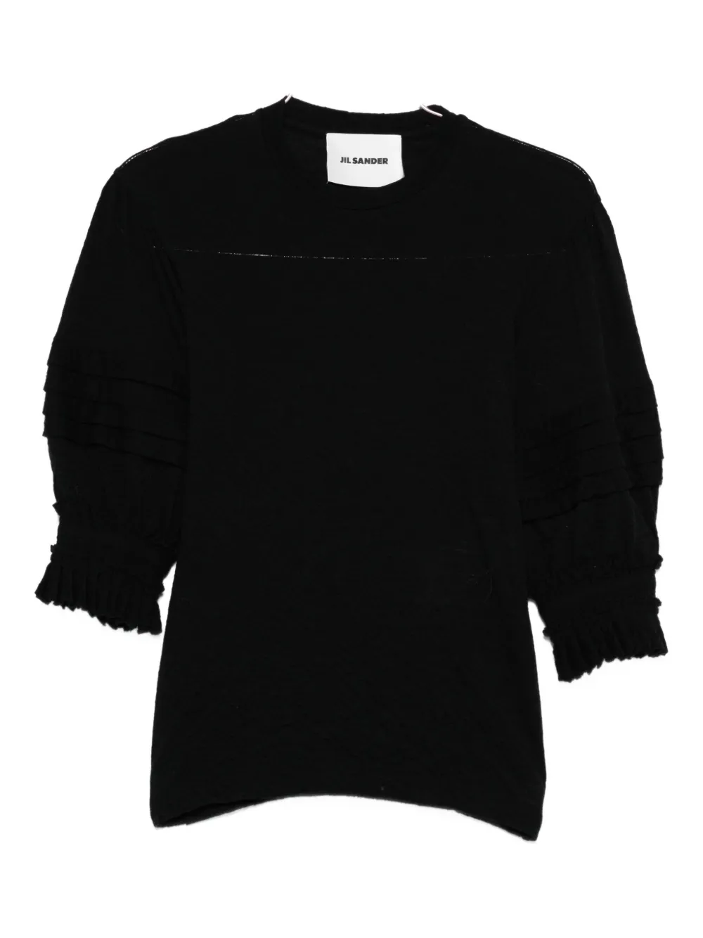 Jil Sander Top met geplooide mouwen Zwart