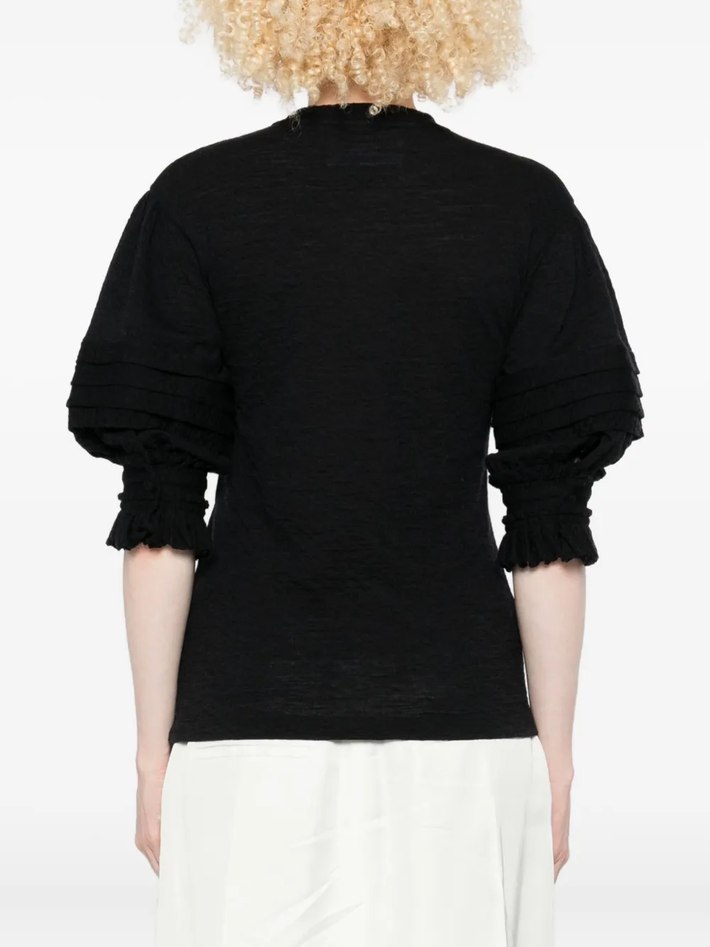 Jil Sander Top met geplooide mouwen Zwart