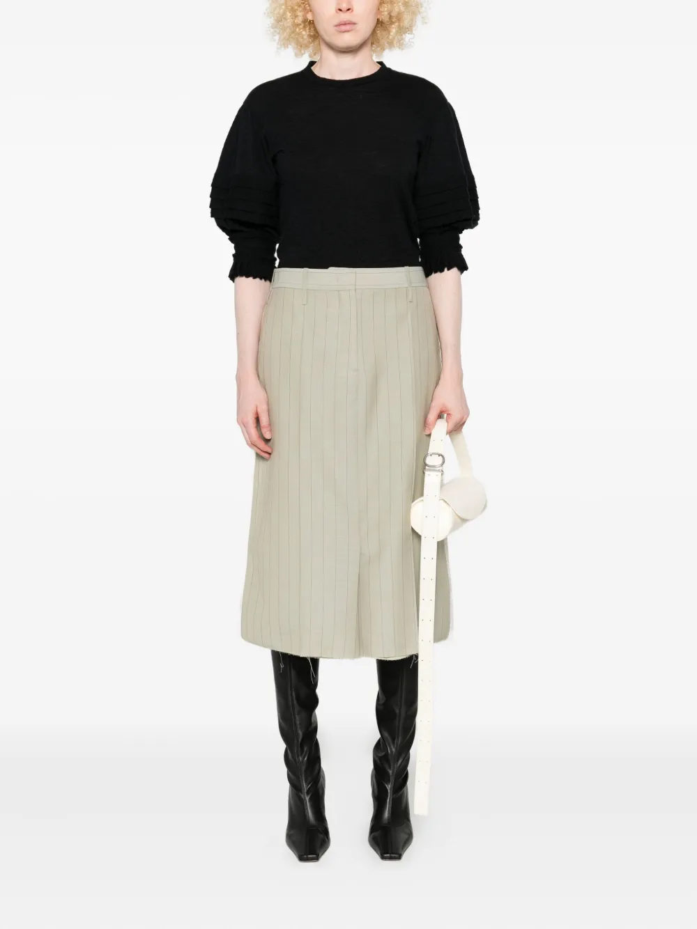 Jil Sander Top met geplooide mouwen Zwart