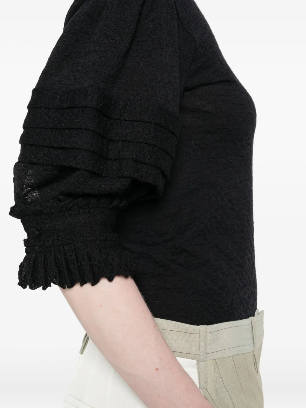Jil Sander Top met geplooide mouwen Zwart