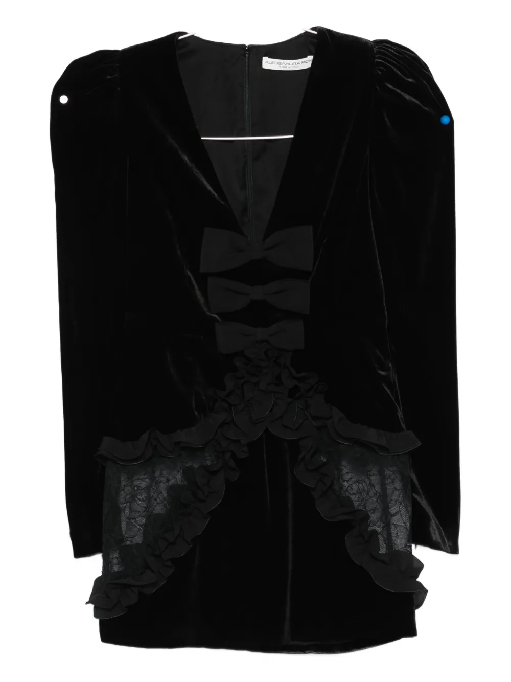 Alessandra Rich bow-detailed velvet mini dress - Nero