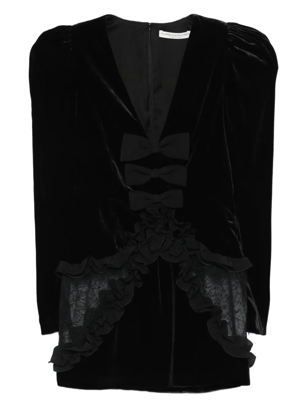 Alessandra Rich bow-detailed velvet mini dress - ブラック Alessandra Rich bow-detailed velvet mini dress - ブラック