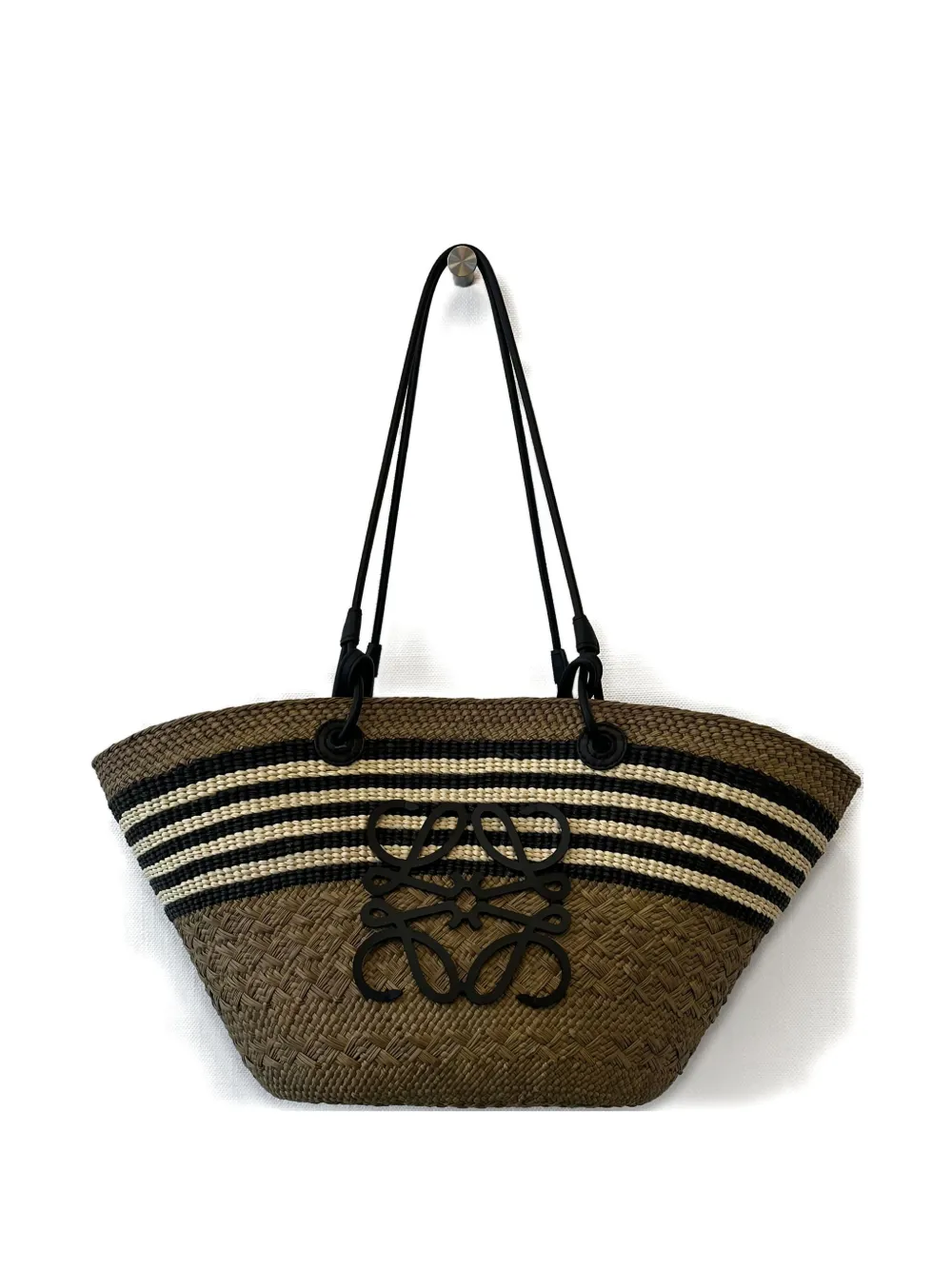 LOEWE striped anagram basket bag - Marrone