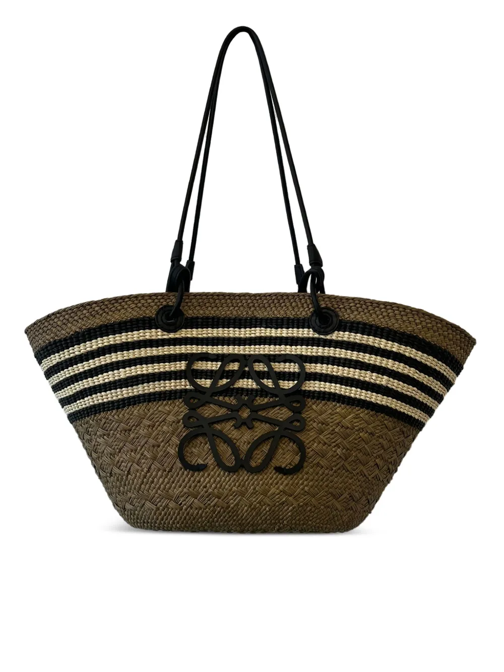 LOEWE striped anagram basket bag - Bruin