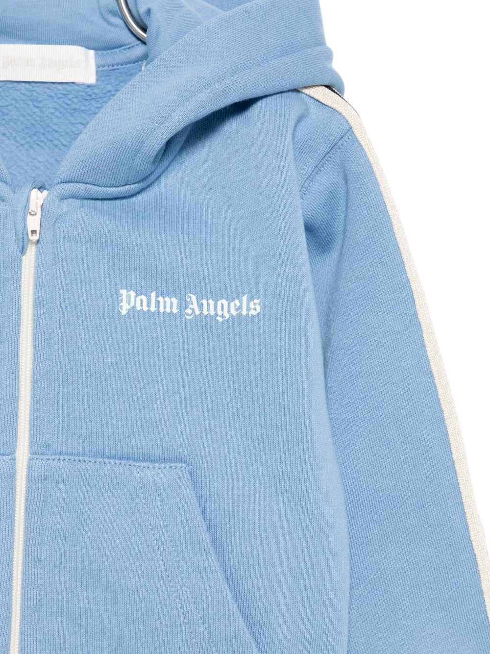 Palm Angels Kids stripe-detail hoodie Blauw