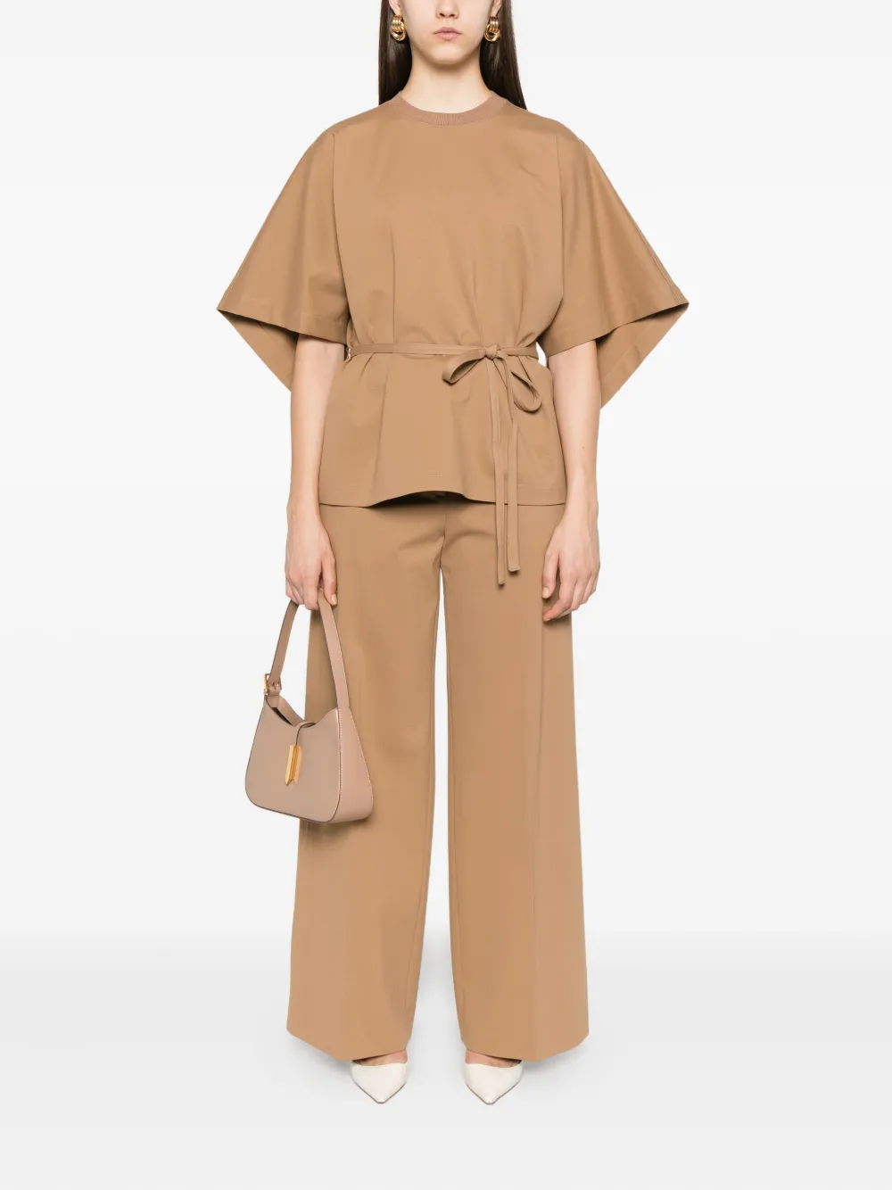 Fabiana Filippi Belted Batwing Blouse In Brown