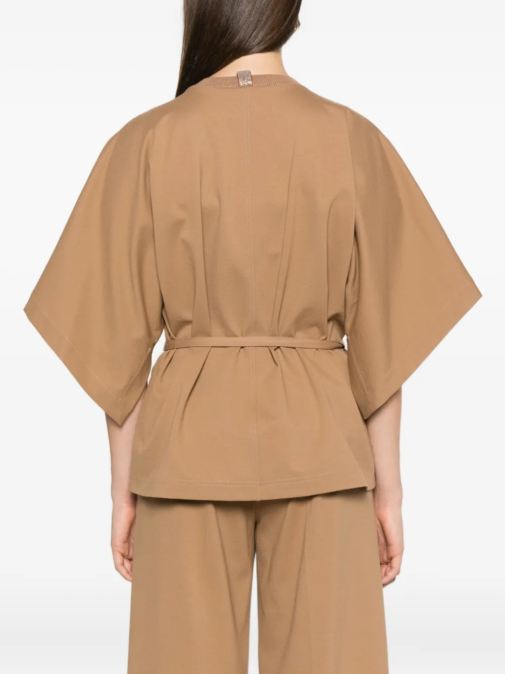 Fabiana Filippi Belted Batwing Blouse In Brown