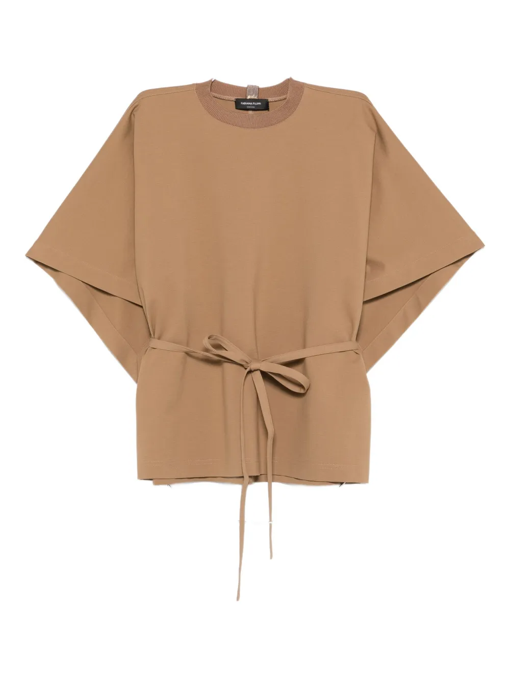 Fabiana Filippi Belted Batwing Blouse In Brown