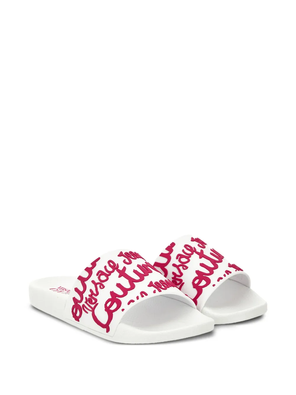 Versace Jeans Couture Slippers met logoprint Wit