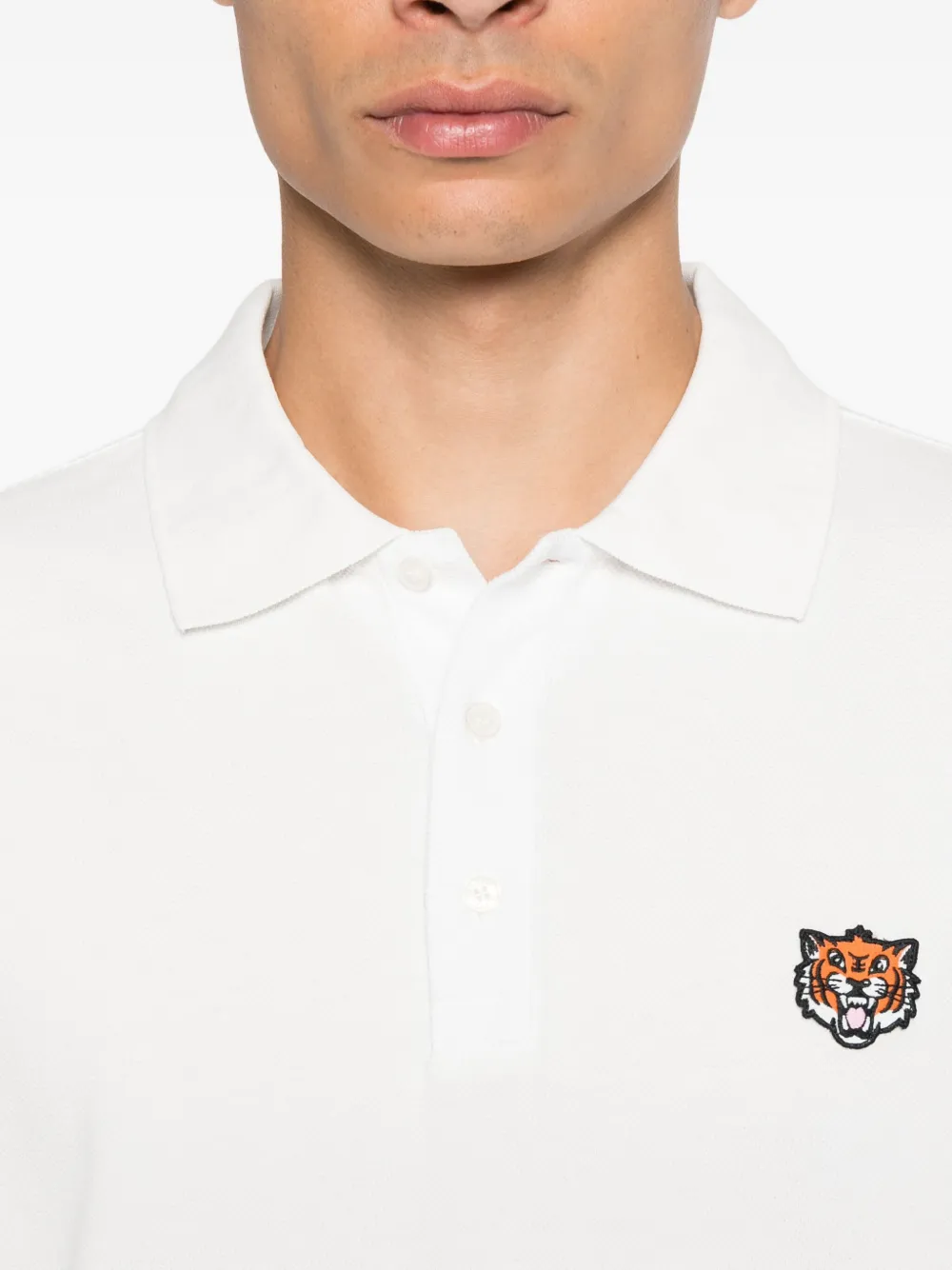 Kenzo Poloshirt met geborduurde tijger Wit