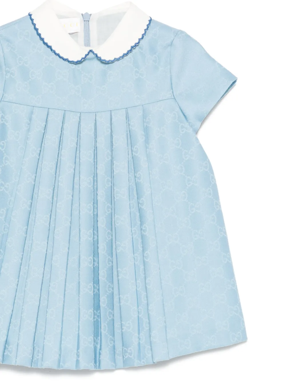 Gucci Kids Jumbo GG jurk met geplooid detail Blauw