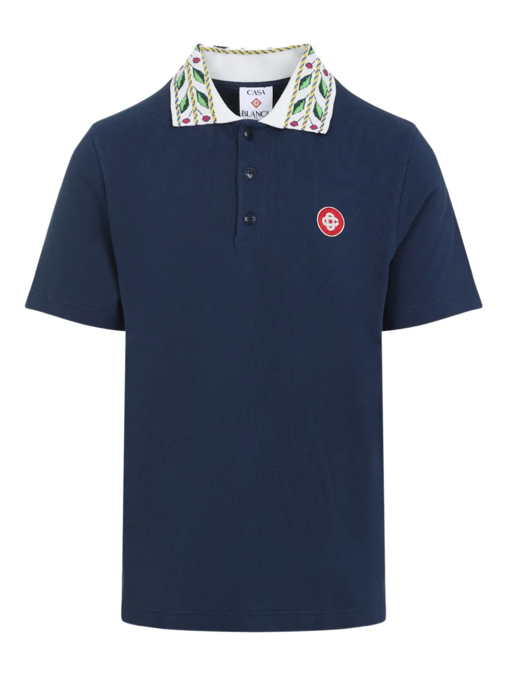 Casablanca Laurel Cotton Polo Shirt In Blue