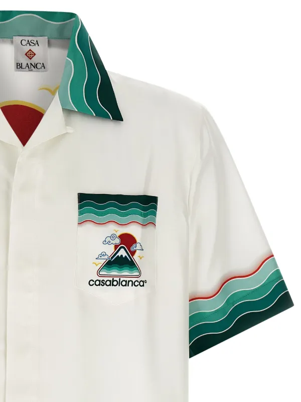 Casablanca Montagne Ondulée Silk Shirt | White | FARFETCH